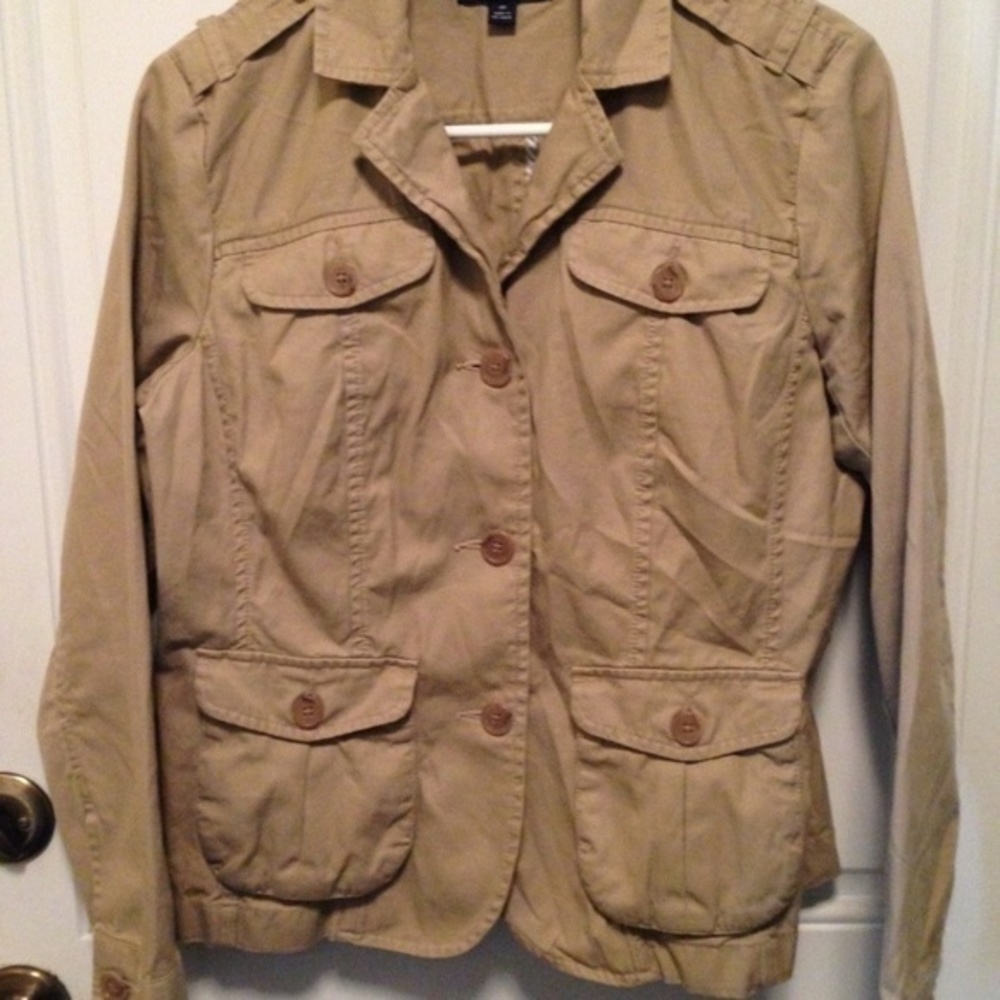 Lands End Women's 10P Petite Military Khaki Jacket